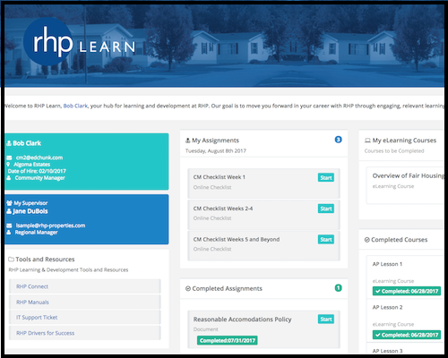 RHP Learning Center Dashboard